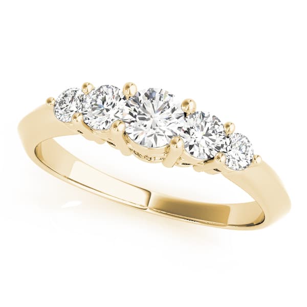 Prong Set Wedding Band (3/8 ct. tw.), Front view in yellow gold
