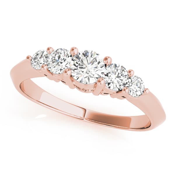 Prong Set Wedding Band (3/8 ct. tw.), Front view in rose gold