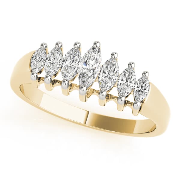 Fancy Shape Marquise Wedding Band (0.17 ct. tw.), Front view in yellow gold