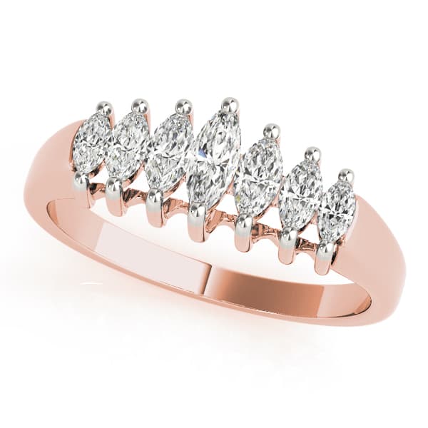 Fancy Shape Marquise Wedding Band (3/4 ct. tw.), Front view in rose gold