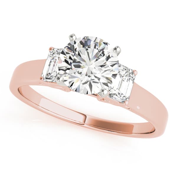 3-Stone Round & Emerald Engagement Ring, style 83382, Front view in rose gold
