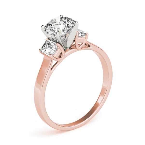 3-Stone Round & Emerald Engagement Ring, style 83382, Angle view in rose gold