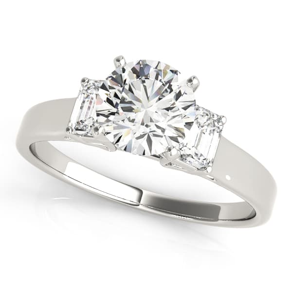 3-Stone Round & Emerald Engagement Ring — style 83382 in 10k White Gold