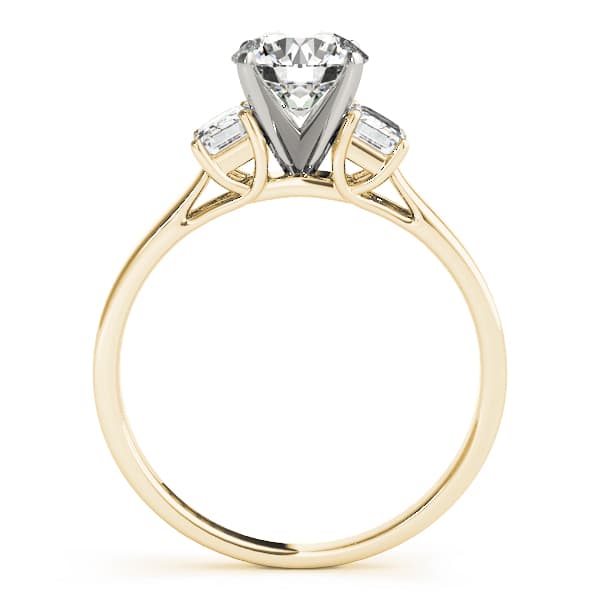 3-Stone Round & Emerald Engagement Ring, style 83382, Side view in yellow gold