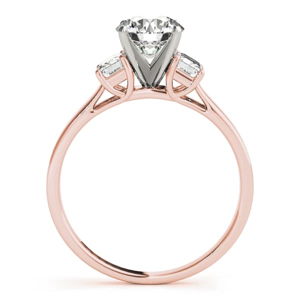 3-Stone Round & Emerald Engagement Ring, style 83382, Side view in rose gold