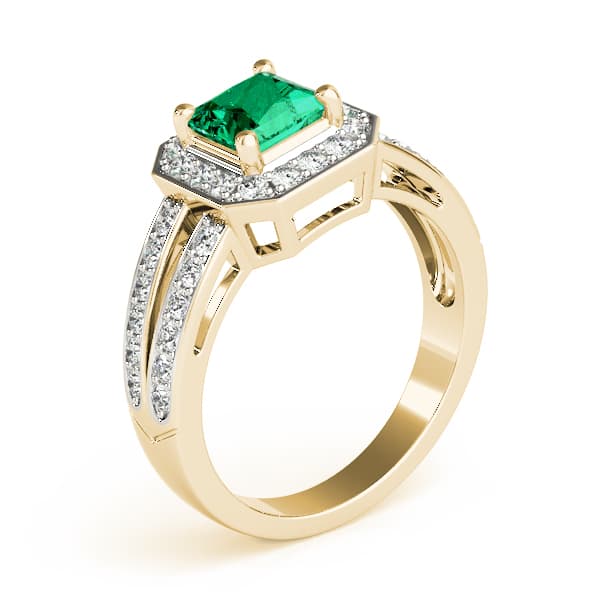Double Row Prong In Channel Halo Color Ring, style 83386, Angle view in yellow gold