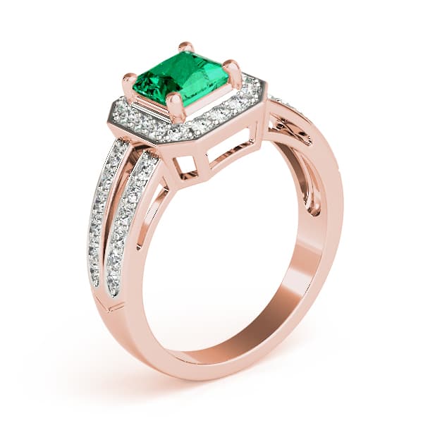 Double Row Prong In Channel Halo Color Ring, style 83386, Angle view in rose gold
