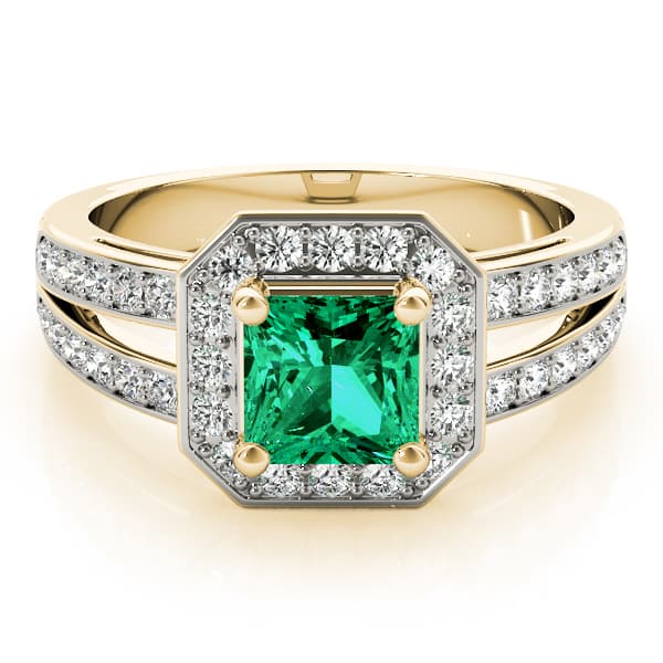 Double Row Prong In Channel Halo Color Ring, style 83386, On hand view in yellow gold