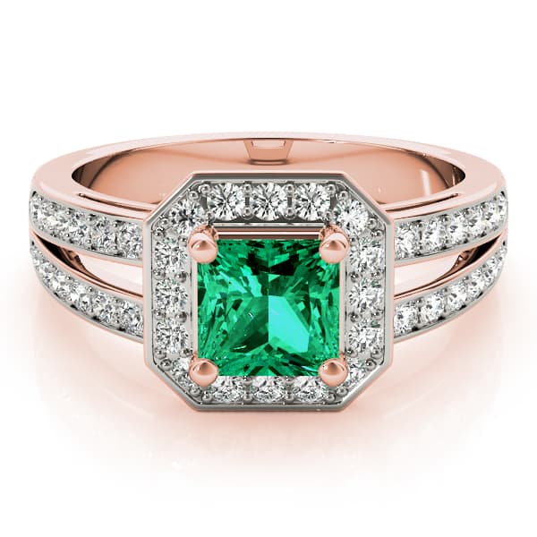 Double Row Prong In Channel Halo Color Ring, style 83386, On hand view in rose gold