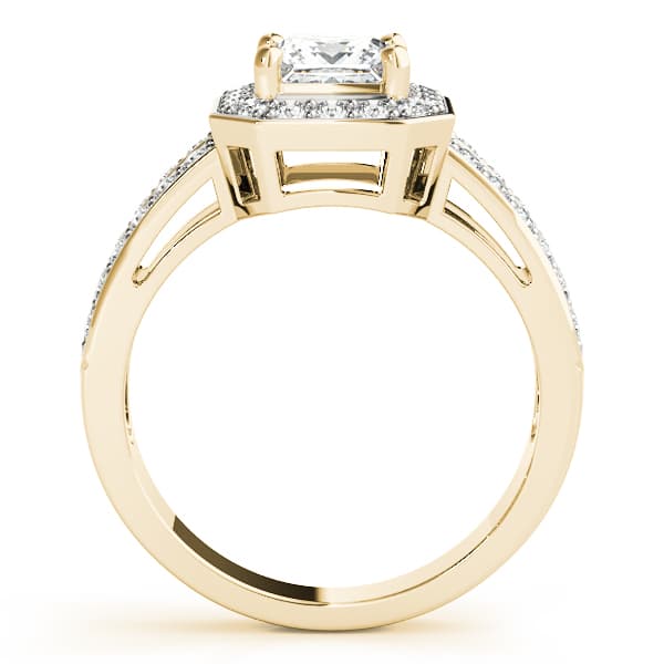 Double Row Prong In Channel Halo Color Ring, style 83386, Side view in yellow gold