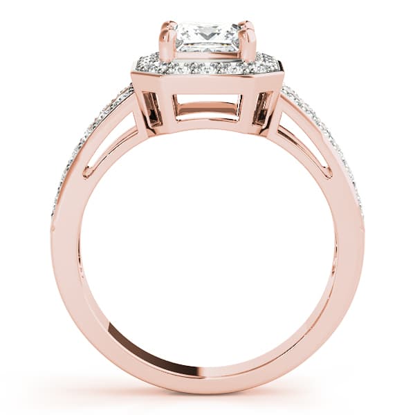 Double Row Prong In Channel Halo Color Ring, style 83386, Side view in rose gold