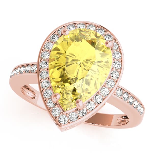 Single Row Pear-Cut Halo Color Ring (0.44 ct. tw.), Front view in rose gold