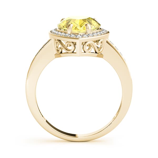 Single Row Pear-Cut Halo Color Ring (0.43 ct. tw.), Side view in yellow gold