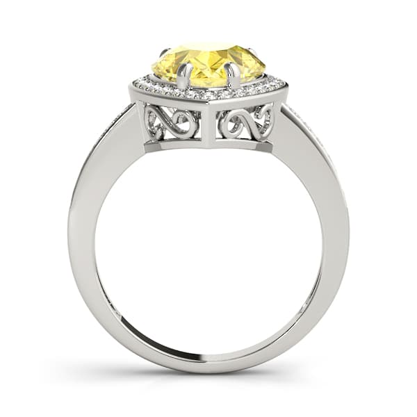 Single Row Pear-Cut Halo Color Ring (0.28 ct. tw.), Side view in white gold or platinum