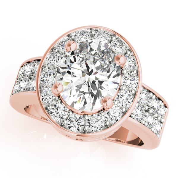 Double Row Bezel Halo Engagement Ring, style 83399, Front view in rose gold