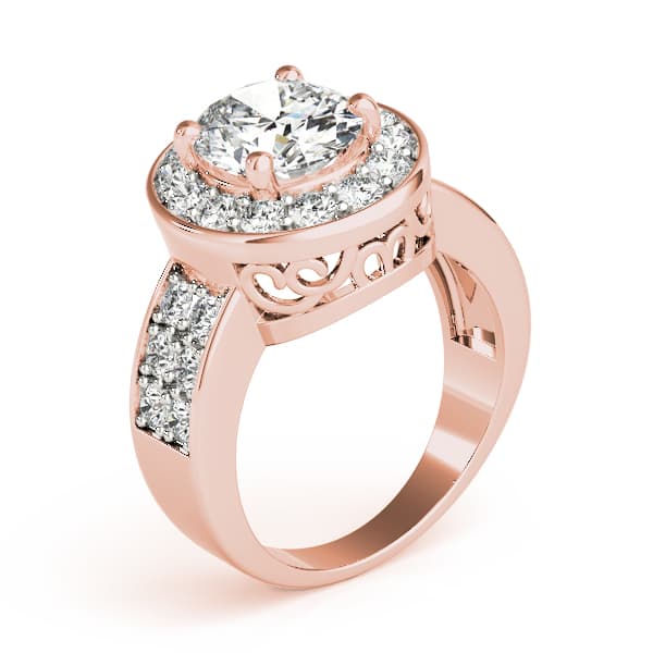 Double Row Bezel Halo Engagement Ring, style 83399, Angle view in rose gold