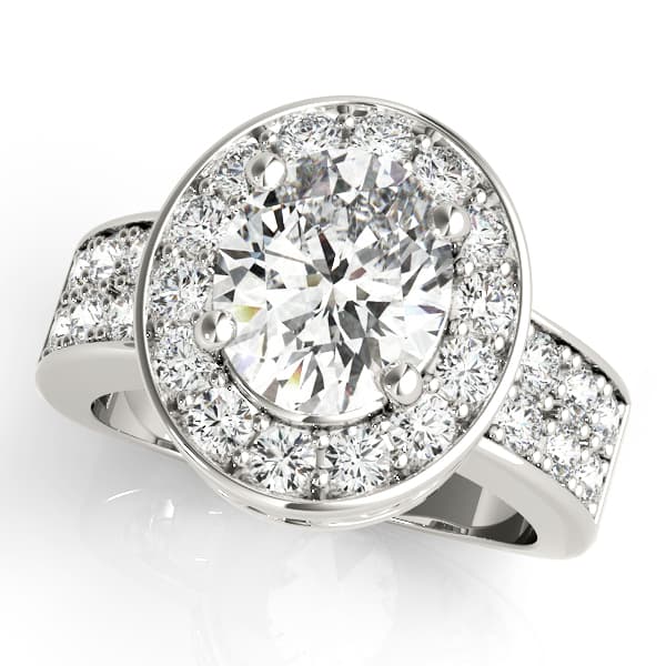 Double Row Bezel Halo Engagement Ring — style 83399 in 10k White Gold