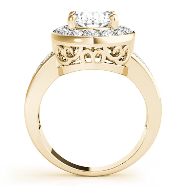 Double Row Bezel Halo Engagement Ring, style 83399, Side view in yellow gold