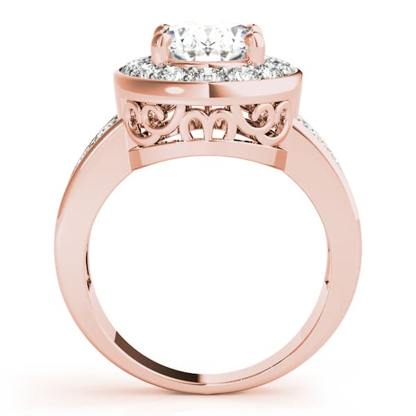 Double Row Bezel Halo Engagement Ring, style 83399, Side view in rose gold