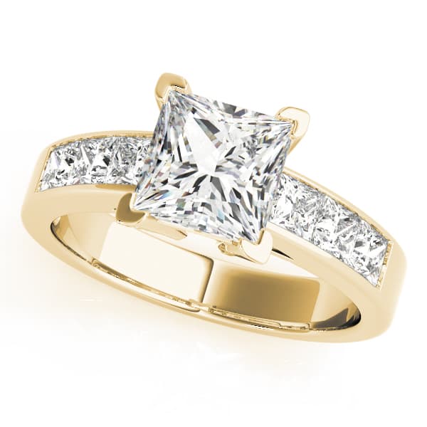 Fancy Shape Princ Engagement Ring, style 83414, Front view in yellow gold