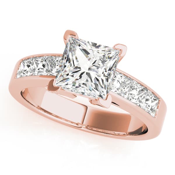 Fancy Shape Princ Engagement Ring, style 83414, Front view in rose gold