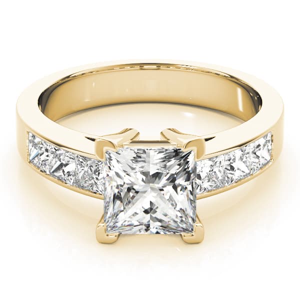 Fancy Shape Princ Engagement Ring, style 83414, On hand view in yellow gold