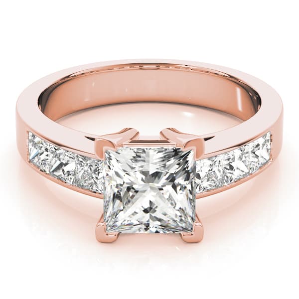Fancy Shape Princ Engagement Ring, style 83414, On hand view in rose gold