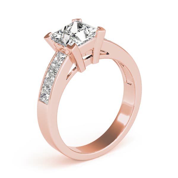 Fancy Shape Princ Engagement Ring, style 83414, Top view in rose gold