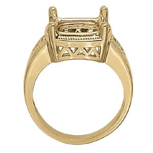 Princess & Cushion Gemstone Ring (0.06 ct. tw.), Side view in white gold or platinum