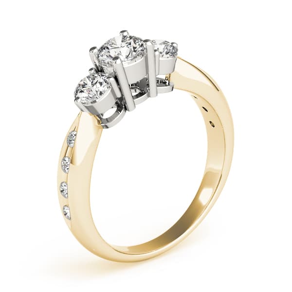 3 Stone Round Engagement Ring, style 83422, Top view in yellow gold