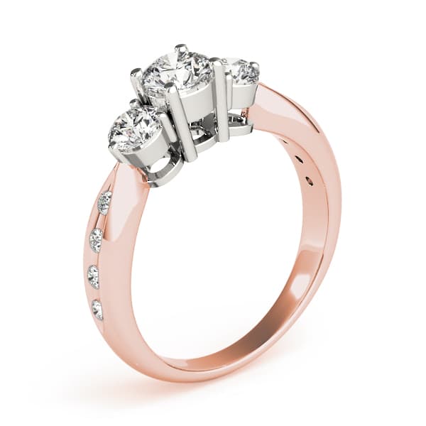 3 Stone Round Engagement Ring, style 83422, Top view in rose gold