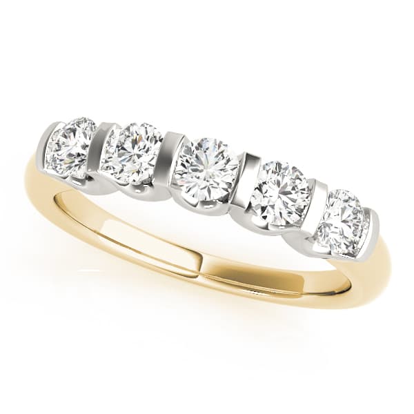 Bar Set Wedding Band (1/2 ct. tw.), Front view in yellow gold