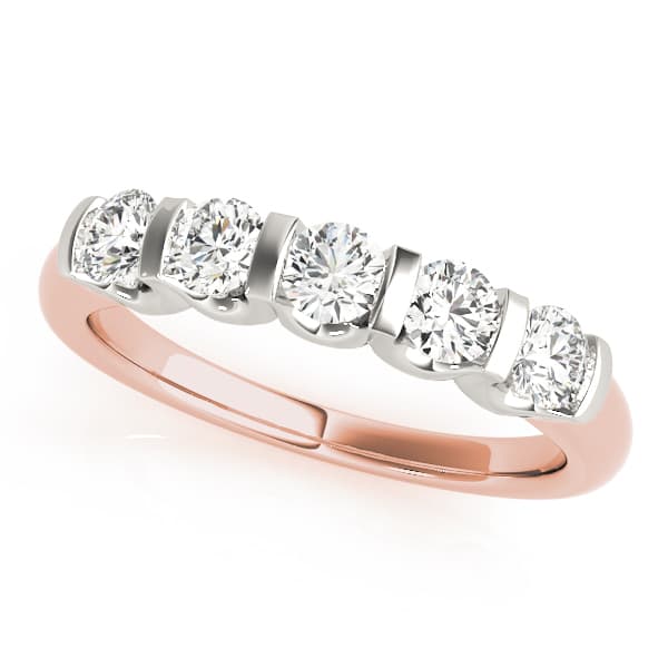 Bar Set Wedding Band (1/2 ct. tw.), Front view in rose gold