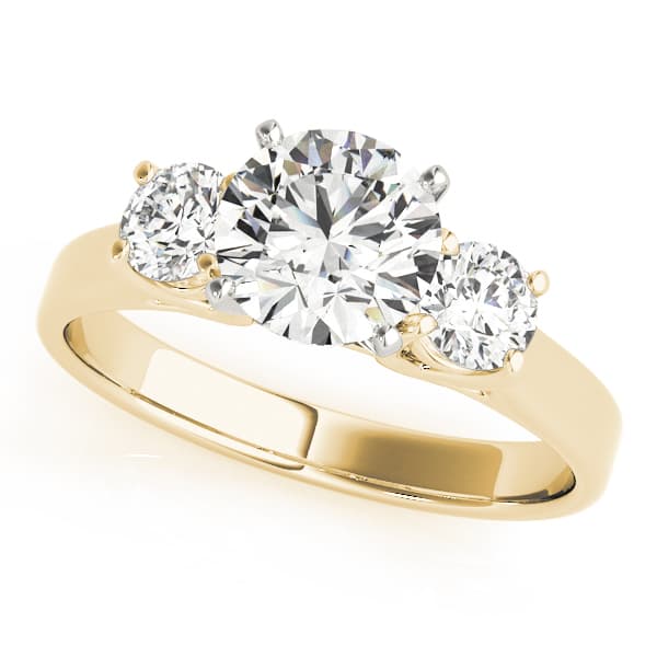 3-Stone Round Engagement Ring, style 83436, Front view in yellow gold