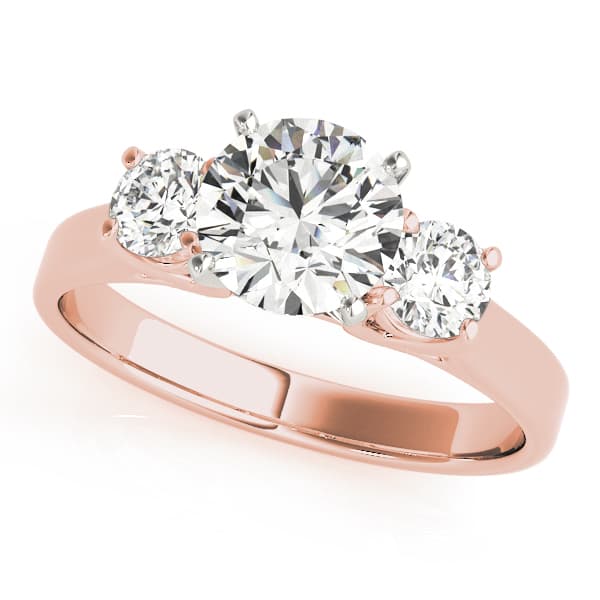 3-Stone Round Engagement Ring, style 83436, Front view in rose gold