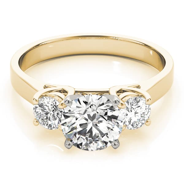 3-Stone Round Engagement Ring, style 83436, On hand view in yellow gold