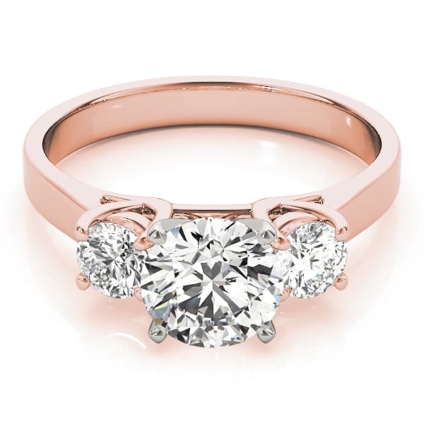 3-Stone Round Engagement Ring, style 83436, On hand view in rose gold