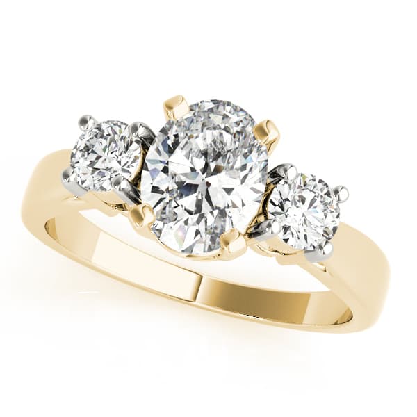 3-Stone Prong Set Engagement Ring, style 83437, Front view in yellow gold