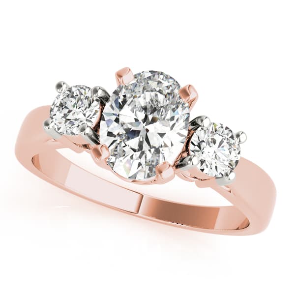 3-Stone Prong Set Engagement Ring, style 83437, Front view in rose gold