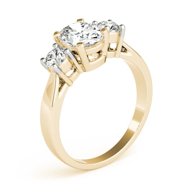 3-Stone Prong Set Engagement Ring, style 83437, Angle view in yellow gold
