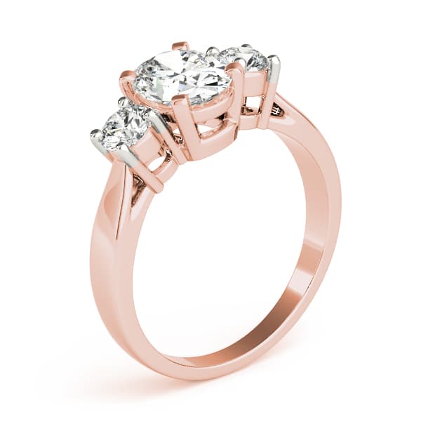 3-Stone Prong Set Engagement Ring, style 83437, Angle view in rose gold