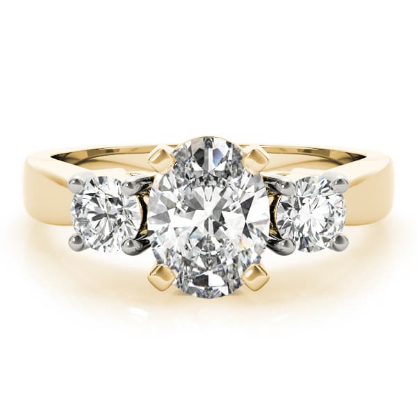 3-Stone Prong Set Engagement Ring, style 83437, On hand view in yellow gold
