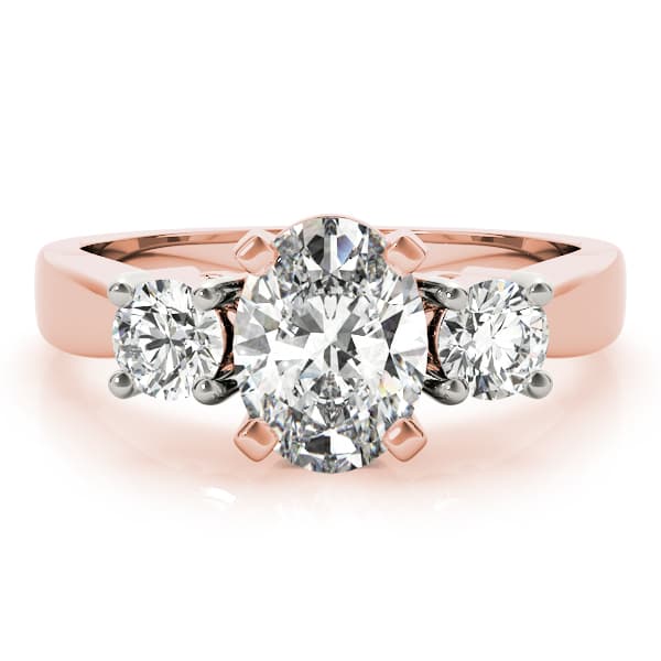 3-Stone Prong Set Engagement Ring, style 83437, On hand view in rose gold