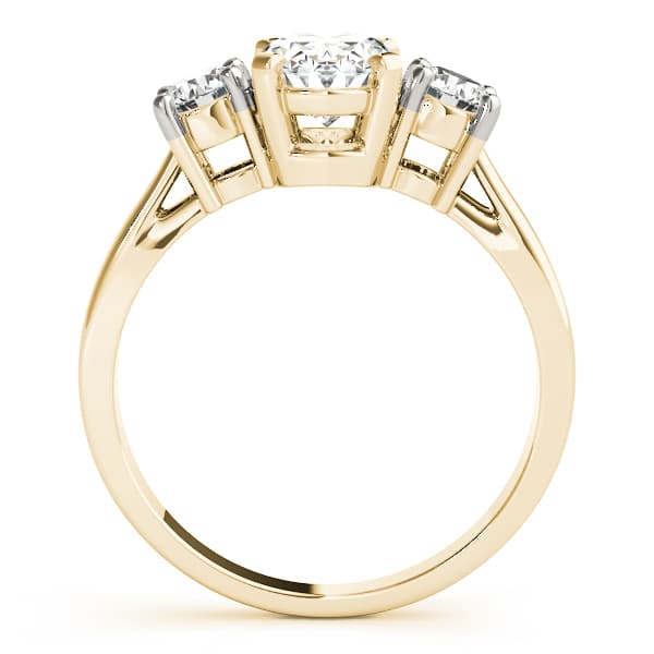 3-Stone Prong Set Engagement Ring, style 83437, Side view in yellow gold