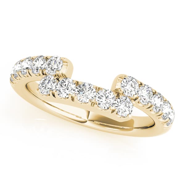 U-Prong Curved Wedding Band — 7X5 (0.45 ct. tw.), Front view in yellow gold