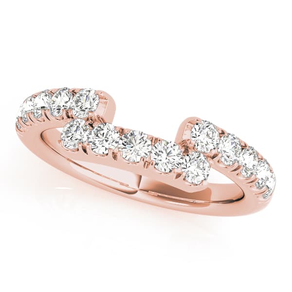 U-Prong Curved Wedding Band — 7X5 (0.45 ct. tw.), Front view in rose gold