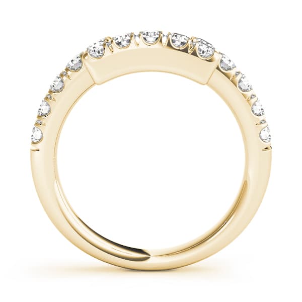 U-Prong Curved Wedding Band — 7X5 (0.45 ct. tw.), Side view in yellow gold