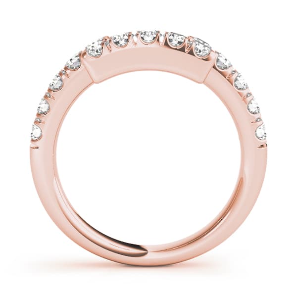 U-Prong Curved Wedding Band — 7X5 (0.45 ct. tw.), Side view in rose gold