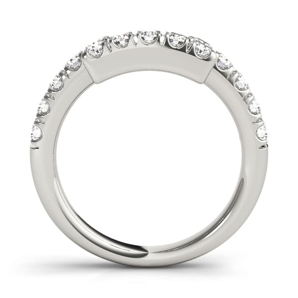 U-Prong Curved Wedding Band — 8.5X6.5 (0.45 ct. tw.), Side view in white gold or platinum