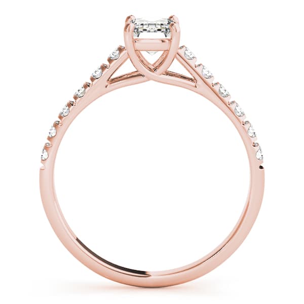 Single Row Trellis Prong Set Engagement Ring, style 83438, Side view in rose gold